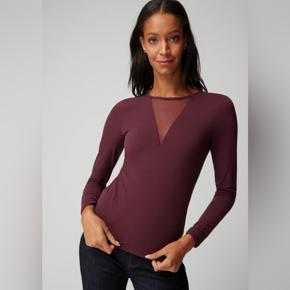 White House Black Market Burgundy Long Sleeve Top